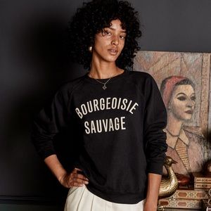 Clare V Black Bourgeoisie Sauvage Sweatshirt Medium